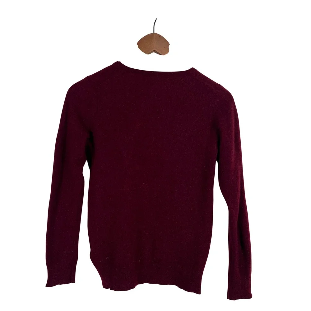 Charter Club Luxury Burgundy 100% Cashmere V-Neck Sweater Womens Small Old Money